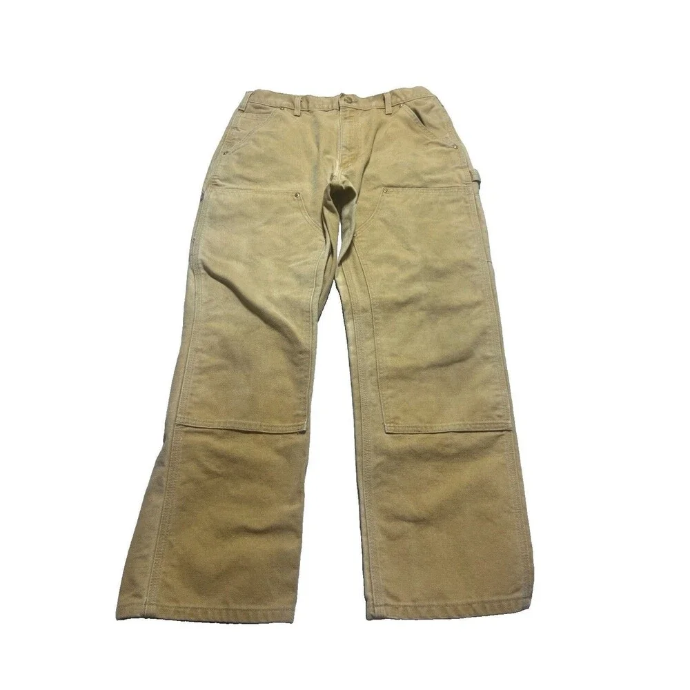Vintage Carhartt B01 BRN Men's 34x30 Faded Double Knee Canvas Pants